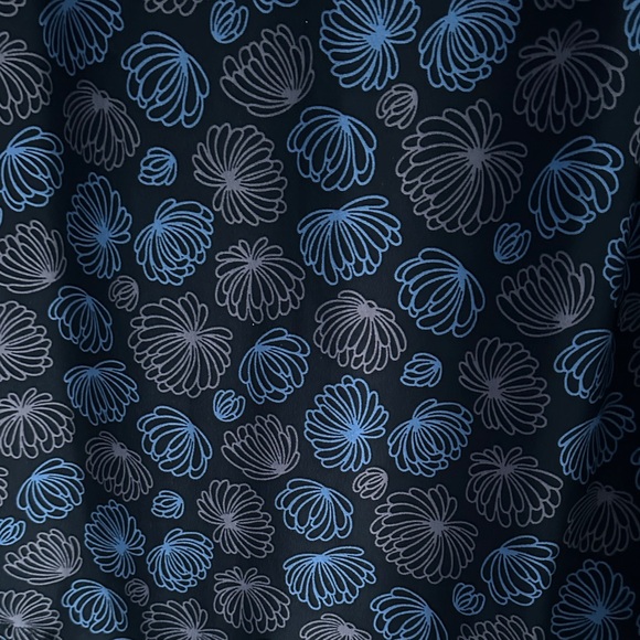 Anne Klein Black Blue Taupe Geo Floral Patterned V Neck Long Sleeve Blouse Small - Picture 7 of 8